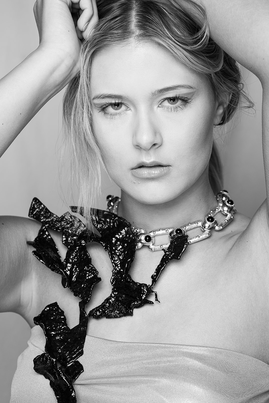 black and white reflective beauty editorial