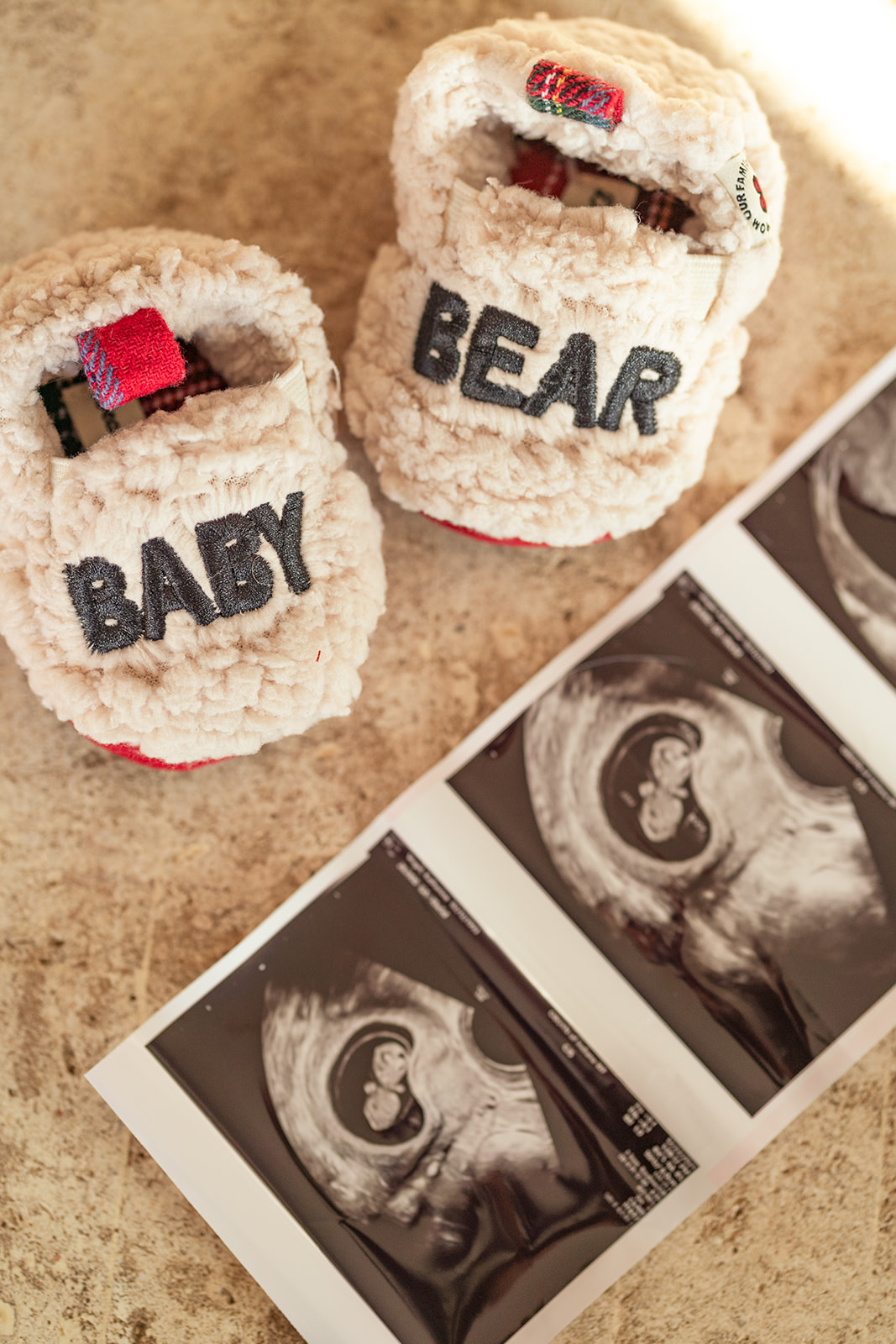 cute pregnancy announcement with baby shoes
